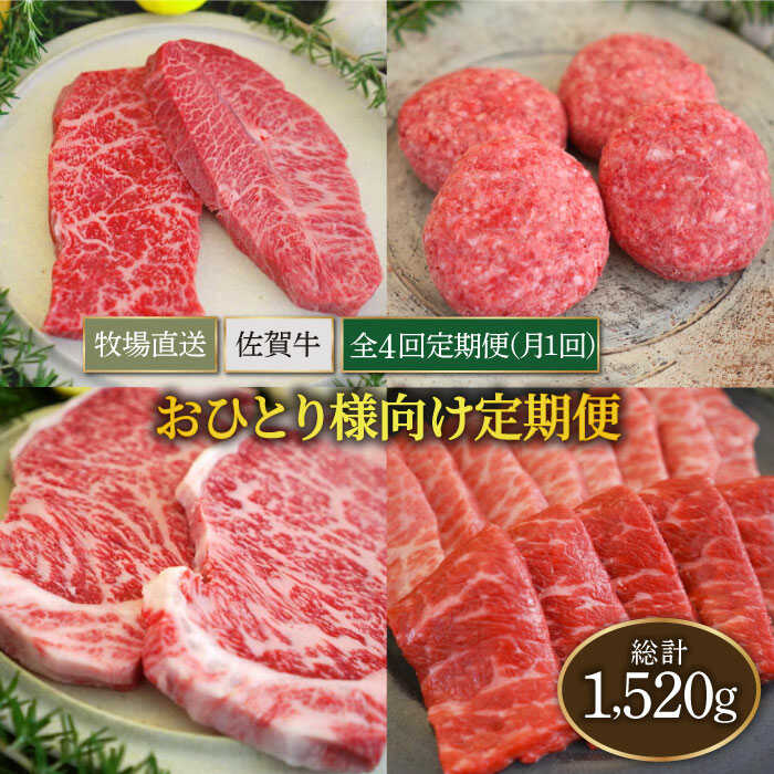 【ふるさと納税】【牧場直送】【全4回定期便】佐賀牛 お一人様向け 定期便【佐賀セントラル牧場】和牛 国産牛 黒毛和牛 お肉 肉 牛肉 食べ比べ 冷凍 ステーキ ハンバーグ サーロイン ステーキ 焼肉用 一人用 少人数用 佐賀県 白石町 [IAH174]