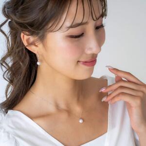 2月 誕生石 アメジスト｜一粒 アコヤパール ペンダント ネックレス｜無調色アコヤ真珠 8.0mm K10WG｜チェーン付き