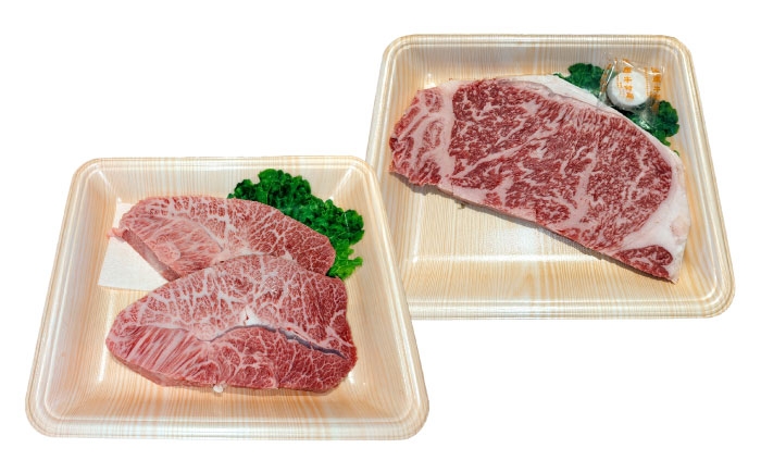 
            くまもと 黒毛和牛 和王 2種（サーロインステーキ・ミスジステーキ） 食べ比べ セット 計約700g（各2枚）【菊池地域農業協同組合】 [AYBR037]
          