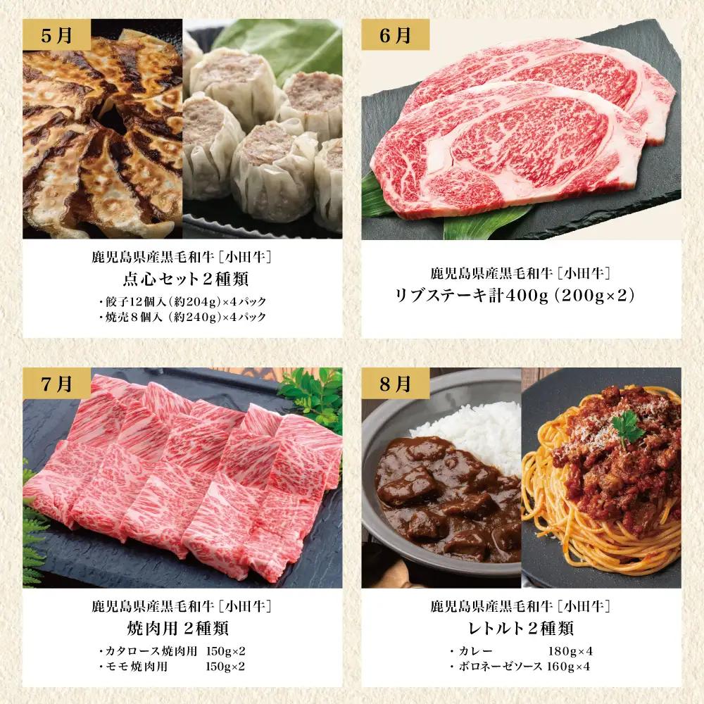 【全12回】プレミアムブランド「小田牛」定期便［～雅～］ 鹿児島県産 黒毛和牛 ステーキ すき焼き 焼肉 焼き肉 BBQ ハンバーグ 餃子 ぎょうざ 焼売 しゅうまい レトルト カレー パスタソース 