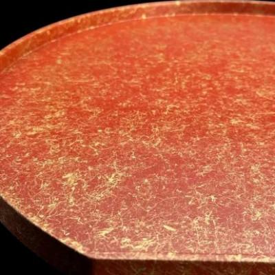 ふるさと納税 海南市 木製 半月トレイ　乱糸 (マット仕上げ) 本朱 |  | 03