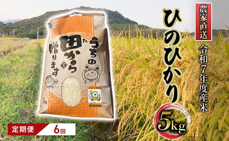 
            定期便 6ヶ月 米 5kg 令和7年度産 米 ひのひかり 筑後小郡産 農家直送 6回 お米 コメ お楽しみ
          