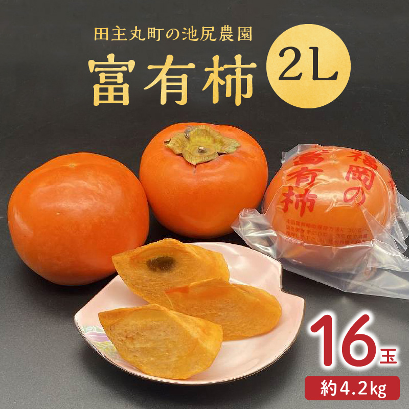 【2026年12月より順次発送】柿の王様 池尻農園 田主丸町の富有柿(冷蔵)2L 16玉入り 約4.2㎏_柿 約 4.2kg 富有柿 2L サイズ 16玉 入り 個包装 柿の王様 甘柿 人気 高い 国産 フルーツ 果物 高品質 天皇への献上品 福岡県 久留米市 田主丸 お取り寄せ お取り寄せフルーツ 冷蔵 生食 食品 食べ物 送料無料_Fk106