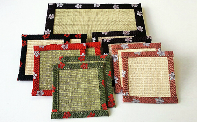 HANA咲く畳コ−スタ−花台ブラウンセット 民芸品 工芸品 雑貨 日用品 
