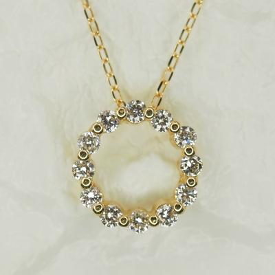 ふるさと納税 甲府市 K18　0.15ctダイヤモンド　サークルペンダントネックレス　　　HH018732 |  | 01