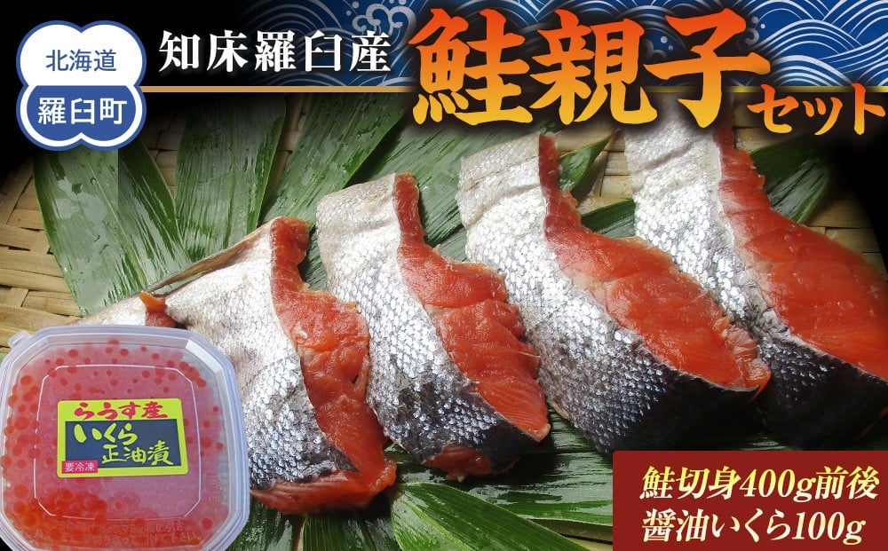 
            知床羅臼産 鮭親子セット 鮭切身400g前後・醤油いくら100g 各1パック さけ サケ 鮭 切身 焼き魚 親子丼 イクラ 羅臼町 北海道 生産者 支援 応援
          