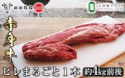 【大田原 前田牧場直送 赤身牛】ヒレまるごと1本（4kg前後） | ブランド牛 牛肉 フィレ ステーキ ヒレ 産地直送 産直