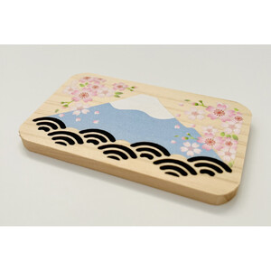 富士山と三保松原を贈る ヒノキのマグネット＆切り絵レターセット（5点入り）□