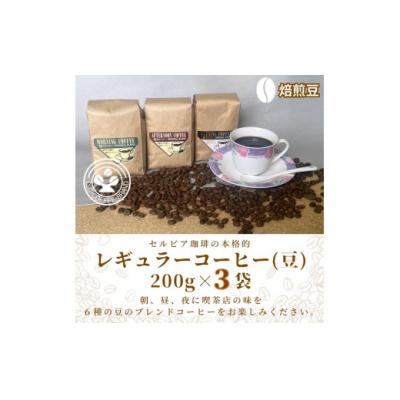 ふるさと納税 春日井市 【レギュラーコーヒー(焙煎豆)】セルビア珈琲の本格的なコーヒー豆の詰め合せ。　200g×3クラフト袋