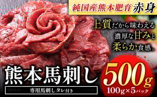 馬刺し 赤身 馬刺し 500g 【純 国産 熊本 肥育】 たっぷり タレ付き 生食用 冷凍《30日以内に出荷予定(土日祝除く)》送料無料 国産 絶品 馬肉 肉 ギフト 定期便