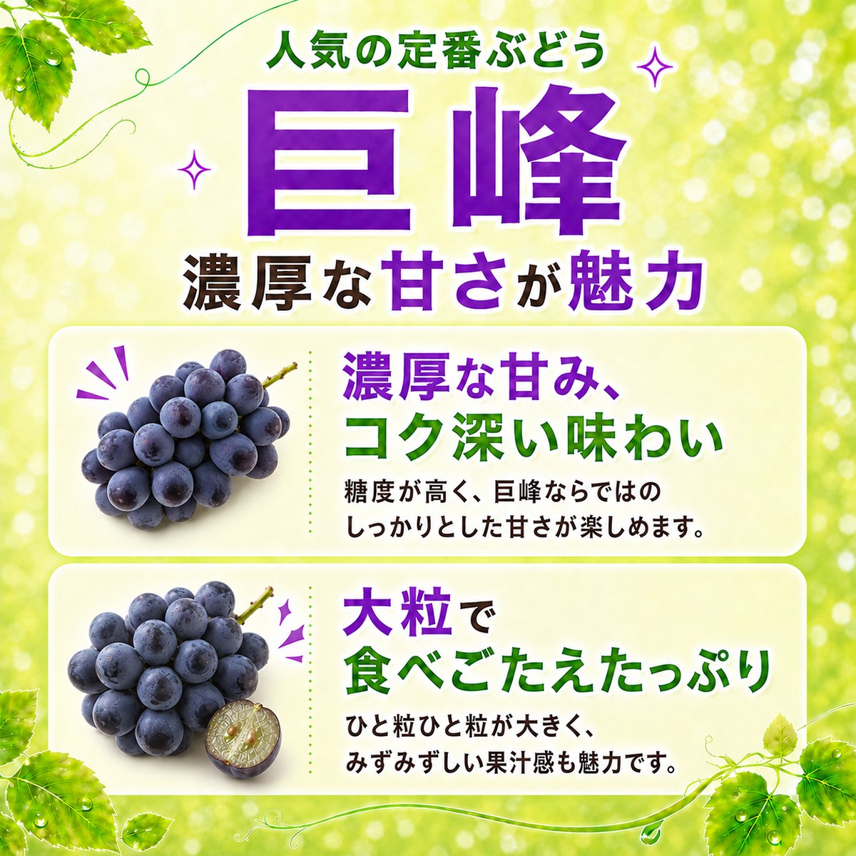 ぶどう 巨峰 葡萄 グレープ 果物 フルーツ 甘い おいしい 旬