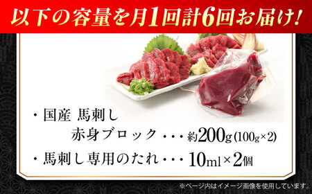 【全6回定期便】『純国産』熊本の味 赤身 馬刺し 約200g ブロック 冷凍 タレ付き【有限会社 九州食肉産業】[AYCN110]