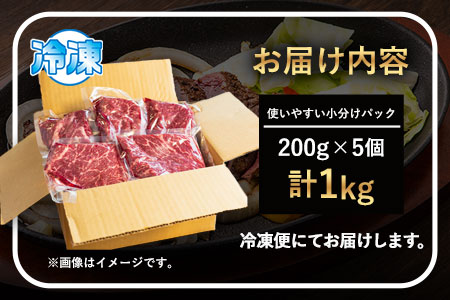 あか牛 赤身ステーキ用 1kg (200g×5) 有限会社幸路《60日以内に出荷予定(土日祝除く)》 あか牛 あかうし 赤牛 赤身 冷凍 小分けパック