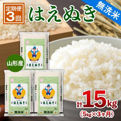 ふるさと納税 山形市 【定期便3回】山形産 【無洗米】 はえぬき 5kg×3ヶ月(計15kg) FZ26-897