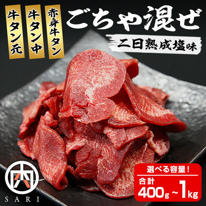 【ふるさと納税】＜選べる！＞牛タン元 牛タン中 赤身牛タン ごちゃ混ぜ 400g～1kg 二日熟成塩味 牛タン タン 牛たん 牛肉 肉 食品 冷凍保存 焼肉 BBQ バーベキュー【株式会社佐利】tm402・tm403