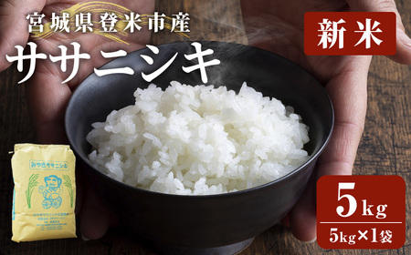 ≪令和7年産≫ 登米市産 ササニシキ 5kg (5kg×1袋) お米 おこめ 米 コメ 白米 ご飯 ごはん おにぎり お弁当【有限会社PFTサービス】tm477