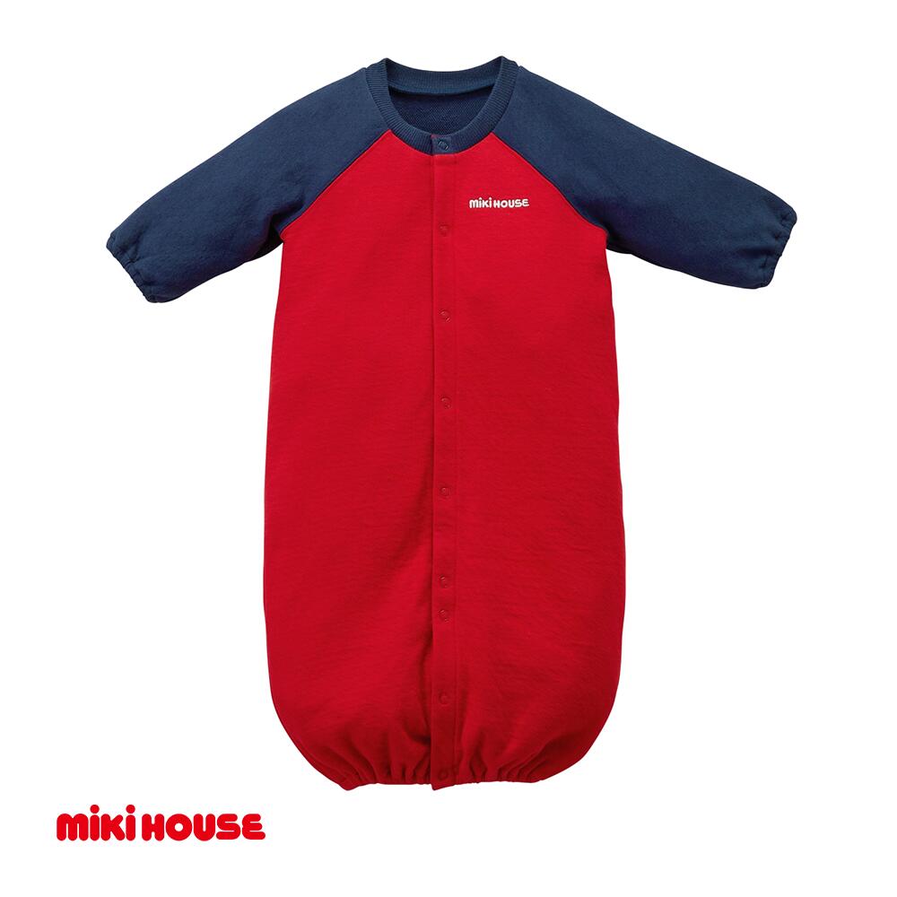【ふるさと納税】 ミキハウス ベビー バックロゴ ツーウェイオール 50~70cm ベビー服 miki HOUSE 接結カノコ 綿100% ツーウェイオール 新生児 赤ちゃん ロンパース ドレス仕様 カバーオール 秋冬春 ベビー用品 ベビーグッズ 2WAY仕様 ボタン付き 裏カノコ素材 日本製