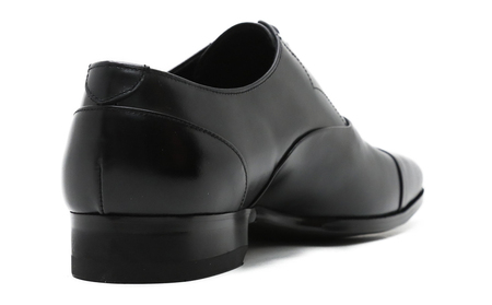 クインクラシコ 革靴 25004S 紳士靴 幅広 甲高 ビジネスシューズ ストレートチップ フォーマル レベルソ仕上げ 牛革 〈ブラック〉 (サイズ：26.5cm)