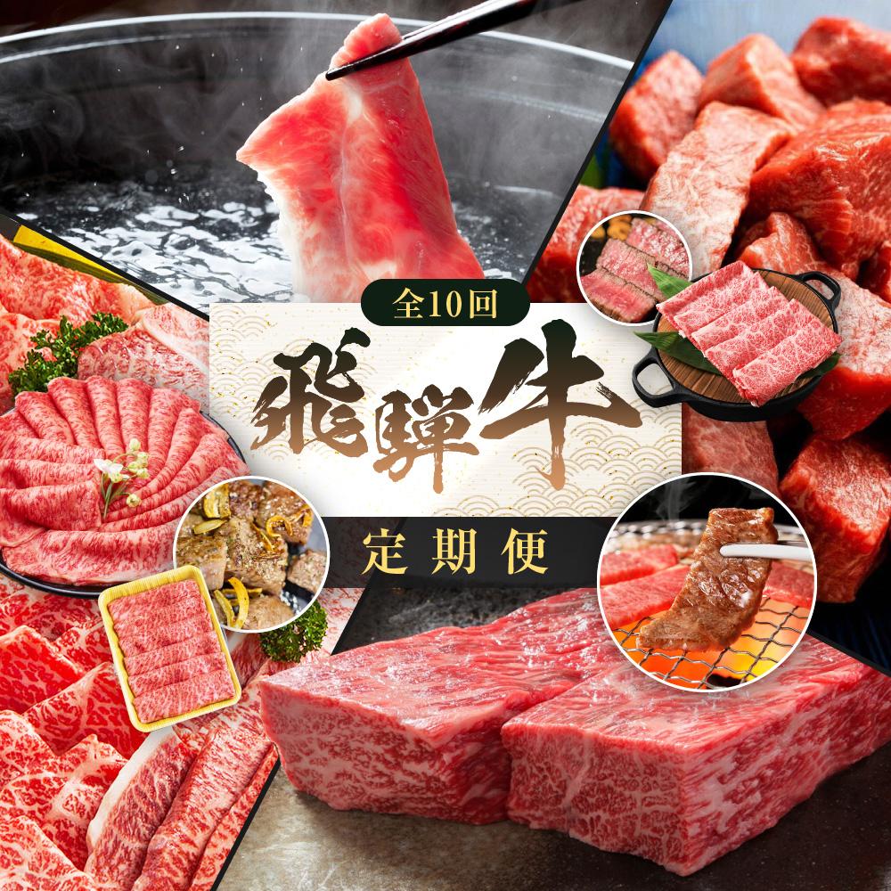 【ふるさと納税】飛騨牛 定期便 全10回 牛肉 ( ステーキ / 焼肉 / しゃぶしゃぶ / すき焼き ) | 肉 食べ比べ A5 霜降り ロース もも サーロイン 岐阜 高山市 飛騨高山 岐阜県 人気 お楽しみ おすすめ ZZ017