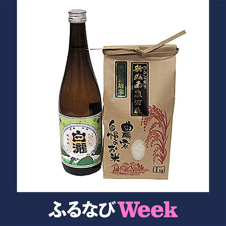 【ふるなびWEEK対象】【地酒】越後湯沢の地酒「白瀧」 純米酒720mlと湯沢産コシヒカリ1kgのセット