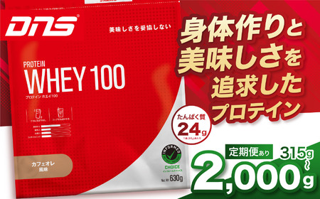 【定期便12回】DNS プロテインホエイ 100 カフェオレ 風味 2000g