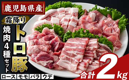 K-379-B 鹿児島県産霜降りトロ豚 焼肉用バラエティセット(合計2kg)【ふるさと産直バザール】霧島市 ロース バラ ウデ モモ 焼き肉 ヤキニク 豚肉 国産 鹿児島県産 肉 精肉 小分け セット 食べ比べ