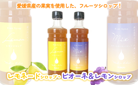 愛媛県産フルーツシロップ２本セット＜レモネード・ピオーネ＆レモン＞（簡易箱入り）｜シロップ　果実シロップ　レモネード　ぶどう　愛媛　シロップセット 【KK243】
