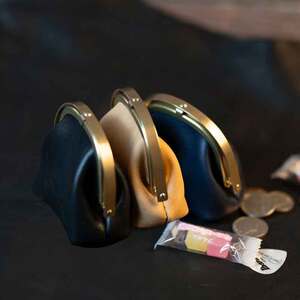 【soul;solid】ワンタッチ真鍮がま口ミニポーチ ハンドメイド レザー アンティーク ギフト［178S12］