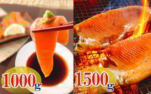 B-09007 お刺身トラウトサーモン1kg＆とろサーモンハラミセット1.5kg