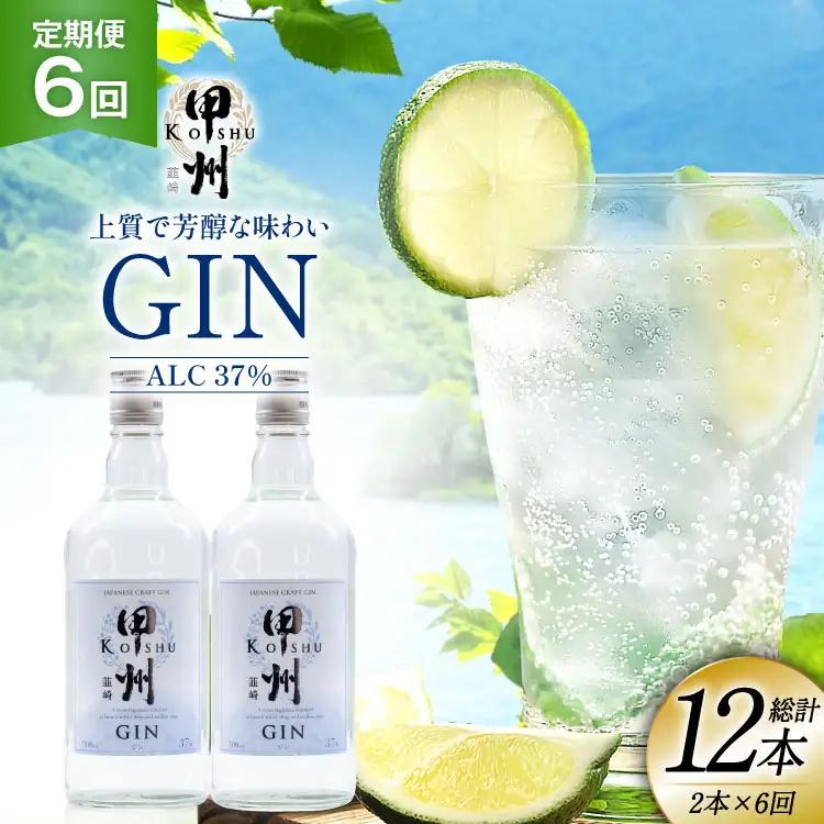 【定期便6回】甲州韮崎 ジン 700ml×2本  ハイボール スピリッツ 蒸留酒 国産 カクテル JIN ソーダ割り アルコール 37％ ボタニカル GIN ライム｜