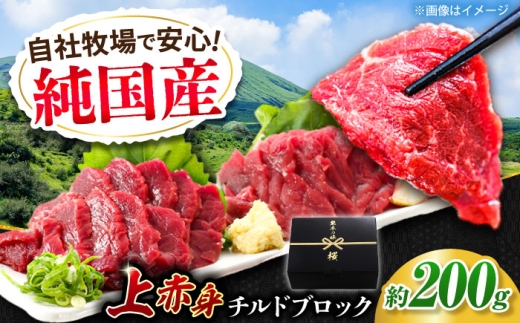 『純国産』熊本の味 上赤身 馬刺し 約200g ブロック / 熊本 馬刺し ばさし バサシ 馬肉 赤身 国産 ヘルシー チルド 冷蔵 【有限会社 九州食肉産業】 [AYCN023]