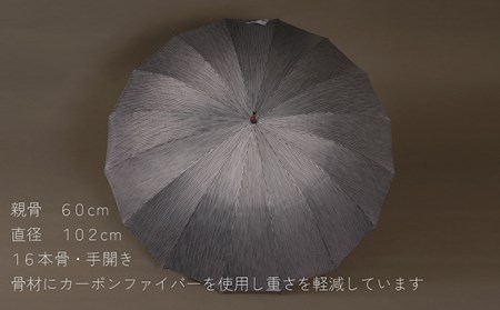 No.448 高級絣絹織物（甲斐絹）【紳士晴雨兼用長傘】 グレー系絣織【n0448_mak_A】
