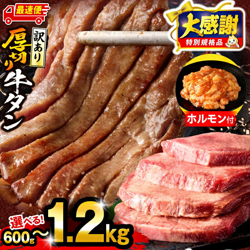 厚切り牛タン 塩味 たっぷり計1kg(500g×2) 訳あり