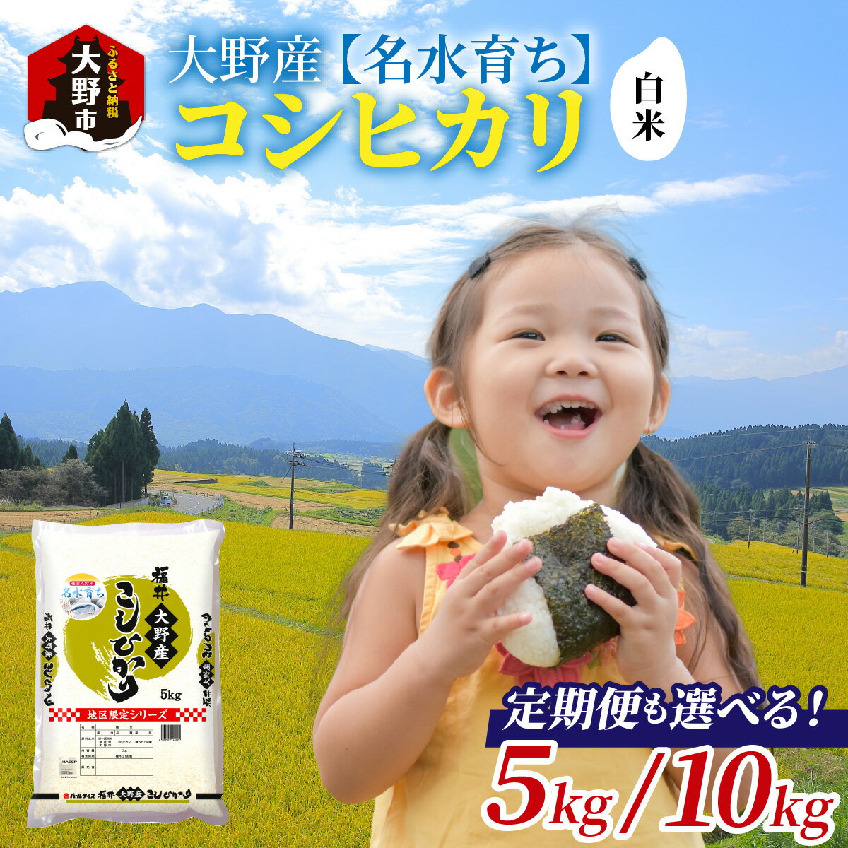 【ふるさと納税】【先行予約】【令和7年産 新米】大野産コシヒカリ（白米）【大野ブランド米 名水育ち】|5kg 10kg お米 こしひかり コシヒカリ 白米 精米 おこめ ご飯 ごはん つや 艶 甘味 旨み 大野市産 福井県産 ブランド米 送料無料[A-097002]
