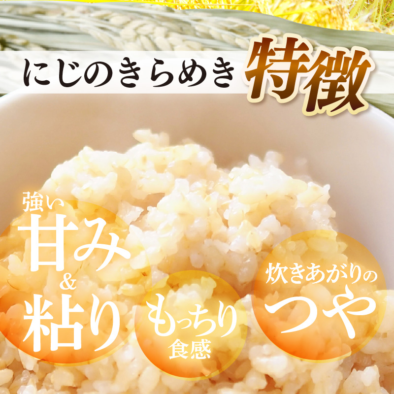 【先行予約】【令和8年産】定期便 ≪12ヶ月連続お届け≫ にじのきらめき うまみ玄米 5kg×12回 ／ 鮮度抜群 キロ 福井県あわら産 玄米 お米 ※2026年10月上旬より順次発送 [aw071-