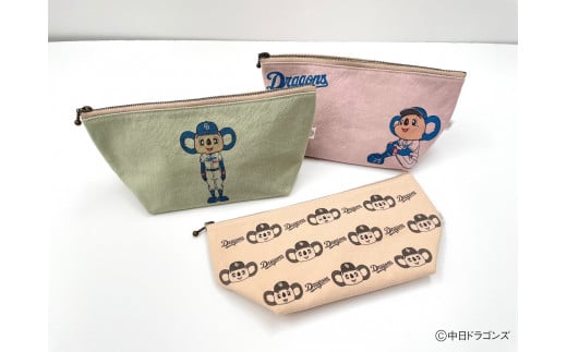 【秋の大感謝祭開催中！飛騨牛が抽選で当たる】【中日ドラゴンズとのコラボアイテム】のこり染×ドアラポーチ　よもぎ