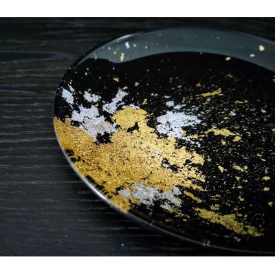 ふるさと納税 海南市 フラットプレート小皿　古代塗り金箔漆黒 |  | 02