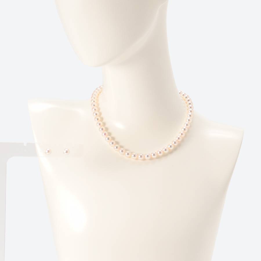 アコヤパール　ネックレス・ピアスセット（E8.0ｍｍ）セット（ピンク）３　鑑別書付(MKhp-018)