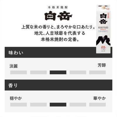 ふるさと納税 あさぎり町 本格米焼酎「白岳」パック25度1800ml6本セット(あさぎり町) |  | 01
