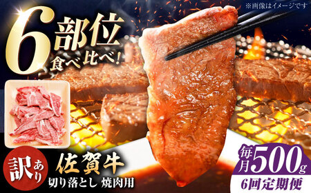 【全6回定期便】【訳あり】佐賀牛 焼肉用 切り落とし 500g / 有限会社片岡精肉店 [41AEAC005]
