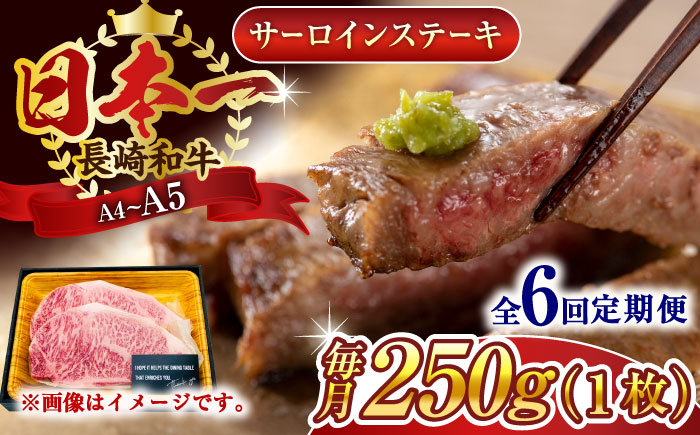 
                  【全6回定期便】【A4～A5】長崎和牛サーロインステーキ　250g（250g×1枚）【株式会社 MEAT PLUS】 [QBS070] 牛肉 和牛 焼き肉 バーベキュー バーベキュー サーロイン さーろいん 和牛 サーロインステーキ / 長崎県 佐々町
                