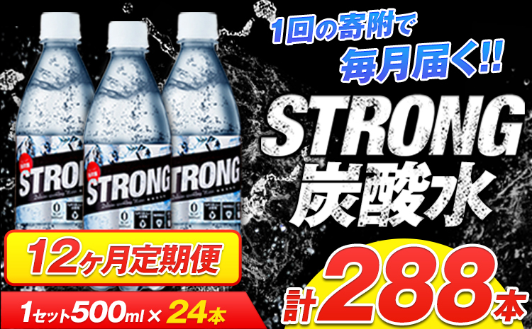 【12か月定期便】強炭酸水12箱（計12回お届け 合計12ケース: 500ml×288本）《申込み翌月から発送》強炭酸水 熊本県玉東町産の水を使用! クリアで爽快な喉越し！くまもと風土の強炭酸水★ストロング炭酸水