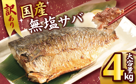 訳あり 国産 無塩 サバ 4kg 【9月以降発送】 サバ
