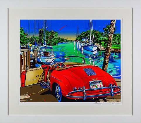 版画 鈴木英人 「フォーエバー マイフレンド2」 シリアルナンバー入り フレーム付き 直筆サイン入り インテリア アート 絵画 絵 イラスト 風景 車