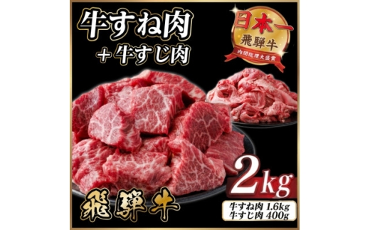 【訳あり】飛騨牛 牛すね肉・牛すじ肉煮込み料理セット 計約2kg【1758528】