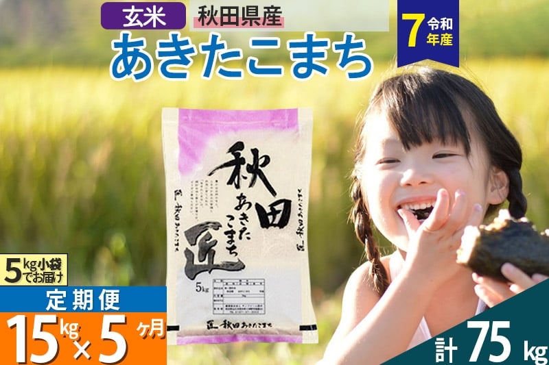 
            【玄米】＜令和7年産＞ 《定期便5ヶ月》秋田県産 あきたこまち 15kg (5kg×3袋)×5回 15キロ お米  匠
          