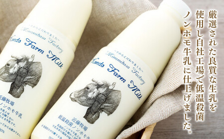 【定期便】近藤牧場のノンホモ牛乳 900ml×2本「5」のつく日6回連続（2か月分）でお届け mi0003-0020