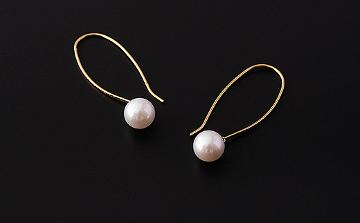 ゆらゆら揺れるアコヤ真珠フックピアス：C200-044