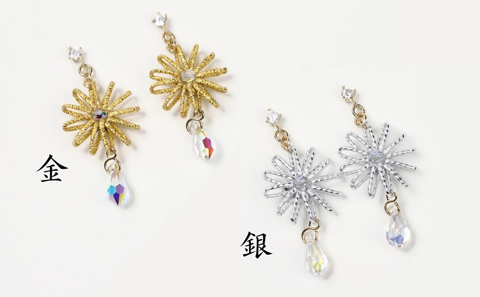 水引ピアス・銀（スワロフスキー付）お祝い ギフト アクセ