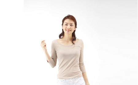 《絹生活研究所》インナー／レディース／8分袖／ベージュ インナーウェア 下着 肌着 ファッション 服 女性  Lサイズ